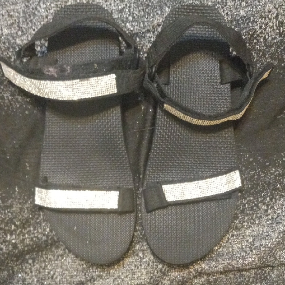 Black Sandals with Silver Accents